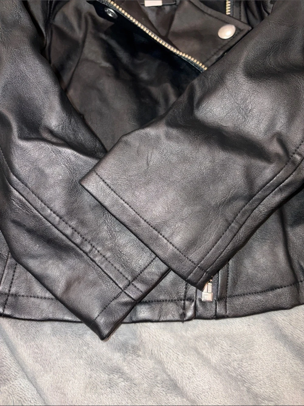Baby GAP Toddler Girl Black Faux Leather Moto Jacket